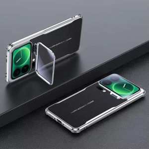 Premium Metal Camera Lens Holder Plating Vegan Leather Phone Case for Xiaomi 17 Pro Max 17Pro Slim Soft Bumper Shockproof Cover