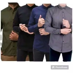 PAKET USAHA 4PCS KEMEJA PRIA POLOS LENGAN PANJANG HEM COWOK CASUAL FORMAL NON FORMAL