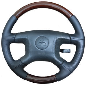 Semi-enclosed Real Leather Steering Wheel Cover With Wood