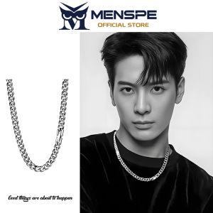 MENSPE Silver Cuban Chain Silver Chain Stainless Steel Fashion Necklace Boyfriend Girlfriend Gift Fashion Jewelry Accessories Simple Safety Buckle for Men Women Gift Package