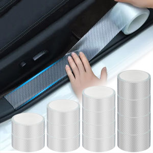 Car Carbon Fiber Clear Sticker Automotive Door Sill Side DIY Paste Protector Strip Stickers Side Mirror Anti Scratch Tape Waterproof Protection Film