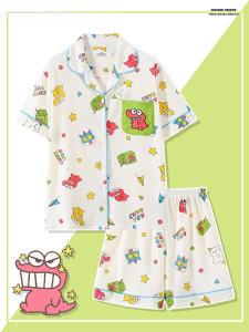 Cute Japanese Style Cartoon Cotton Sleepwear for Couples Short Sleeve Summer Home Clothes Soft Breathable Fabric Pajamas