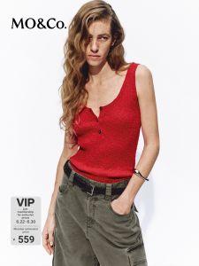 MO&Co. | Cotton Textured V-neck Vest Sweater