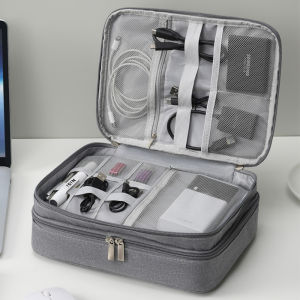 กระเป๋าที่เก็บดิจิตอลสามชั้นเคสอเนกประสงค์ใส่กันน้ำแบบพกพา kotak penyimpanan kabel เดินทางสำหรับข้อมูลแบตสำรองเคลื่อนที่