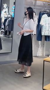 Short Sleeve Ice Silk Shirt And Pearl Mesh Half Skirt Set Womens Summer New Style Thin Two-Piece Set Fashionable Korean Version