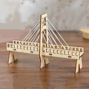 Wooden DIY Cable-Stayed Bridge Physical Model Puzzle Mechanics Physics STEAM Science Kit Educational Toy for Kids Students Gifts