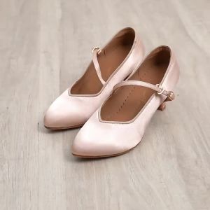 Women Ballroom Dance Standard Shoes Satin High Heel Ladies Girls Closed Toe Party Modern Quickstep Waltz Salsa Latin Dance Shoes