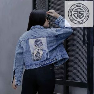 JAKET JEANS CROP BAN PITA BELAKANG OVERSIZE