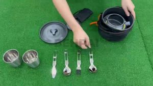 6pcs Portable Foldable Cutlery Fork Spoon Knife Chopstick 304 Stainless Steel Picnic Camping Cutlery