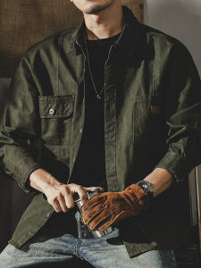 Extra Large American Heavy Weight Men Workwear Shirt Long Sleeves Autumn and Winter New Arrival Japanese Style Shirt Loose Jacket Coat