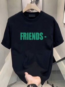 High Quality Pure Cotton Short Sleeve T-Shirt Mens Youth Trendy Plus Size Summer American Handsome round Neck Letter T Half Sleeve Tops
