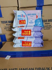 MITU BABY TISU BASAH 3 PACK (ISI 6 PCS) TISSUE BARU LAHIR BAYI BALITA PINK TISSUE WIPES
