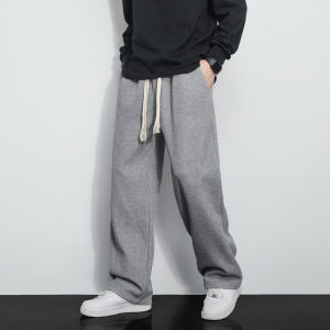 Trendy Striped Loose Mens Casual Sweatpants Elastic Cuffed Long Pants Autumn New Style Straight Leg Fashionable Youthwear