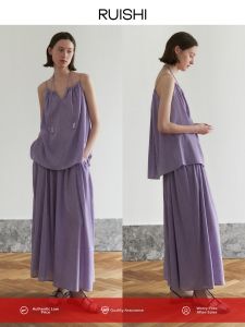 epoque de rueen | Linen Blend French Style Vacation Pleated Slim Fit Culottes