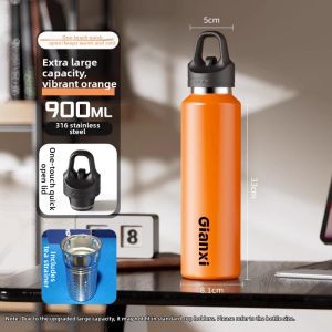 One-Touch Lid Tea Infuser Thermos Large Capacity Travel Mug