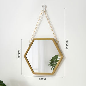Nordic Style Iron Hexagonal Wall-Mounted Mirror Bathroom Bathroom and Dormitory Mirror Wall-Mounted Washstand Wall-Mounted Cosmetic Mirror