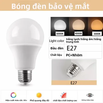 Bộ 6 Bóng Đèn LED E27 Base 3-20W Tùy Chọn 3000K/4000K/6500K Cho Phòng Khách Gia Đình Sử Dụng Trong Nhà Bóng Đèn LED Tiết Kiệm Năng Lượng