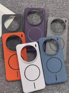 Fashion Half Frame Carbon Fiber Kevlar PC ForMagsafe Phone Case For VIVO X300 X200 IQOO 15 Pro Mini Ultra Matte Magnetic Cover