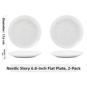 Elegant White Ceramic Dinner Plate 8 Inch