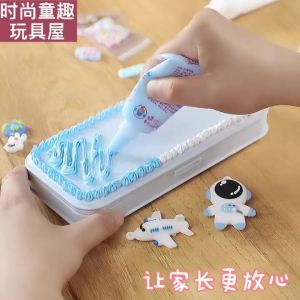 ไพปวัสดุ DIY วิปครีมเทียม น่ารัก กล่องเครื่องเขียนครีมหมากฝรั่ง ของกล่องเล่นแฮนด์เมด เพื่อเด็ก และกล่องดินสอ DIY box