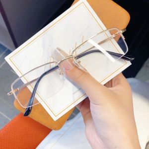 Business Ultra-light Metal Anti-blue Light Half-frame Graded Glasses for Nearsighted for Men