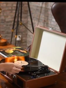 Vinsyn Portable Vinyl Player Turntable Music Player with Speaker and Bluetooth Suitcase Gramophone Vintage LP Phonograph Retro Vinyl Record Player Christmas Gift