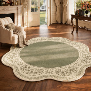 Vintage French Style Living Room Carpet Study Mat Easy Clean Green