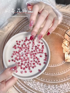 Set 30/50 cái - Charm hoa hồng gadient 3D hoa hồng ombre đỏ đô trang trí móng nghệ thuật mẫu mới