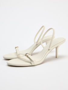 Fashionable High Heels with Buckle Detail Open Toe Thin Heel Sandals Womens Outerwear Spring 2025 Youth round Toe Glue Adhesive Rubber Sole