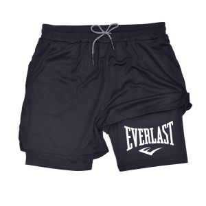 Mens compression gym shorts EVERLAST printed sports pants double layered quick drying basketball Casual shorts muscle fitness