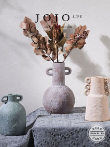 JOJOS L. Ceramic Flower Vase Vintage Aesthetic Dried Fresh Flowers Arrangement Home Decor Large Belly Flower Pot