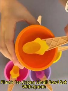 1/4pcs Vibrant Color Ice Cream Bowls with Spoons Dessert Sundae Dishes Set for Birthday Holiday Party Ice Cream Favor Gift Decor