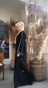 Abaya Basic List Putih Gamis syari Remaja Bahan Jetblack Saudi Hitam Pekat