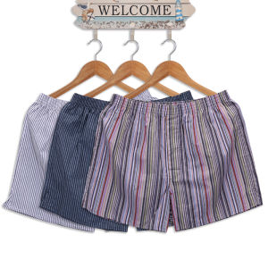 Men Cotton Boxer Shorts Loose Underwear 3 Pieces