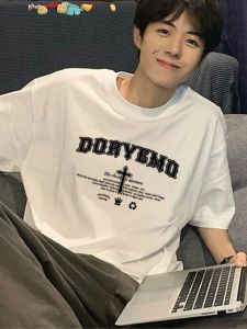 Áo Thun Cotton Nam Tay Ngắn Mùa Hè Dáng Rộng in Họa Tiết Thời Trang Thường Ngày Thoáng Khí Thoải Mái Cho Thanh Thiếu Niên