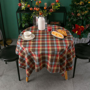 American Style Christmas Holiday Checkered Tablecloth Retro Cotton Linen Rectangular Dining Table Cloth Tea Table Mat