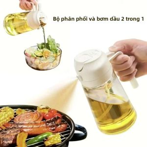 Chai Xịt Dầu 2 Trong 1 Bằng Nhựa 470ml Để Nướng BBQ Dã Ngoại Rang - Hộp Đựng Dầu Nhà Bếp Cruet Có Vòi Phun