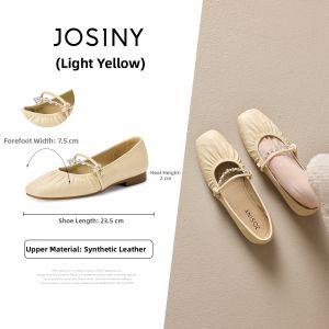 Josiny | Ruffled and Beaded Mary Jane Shoes Women Slip On Flats