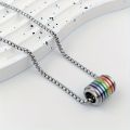 Enamel Rainbow Bead Charm Necklace Stainless Steel Box Chain Necklaces For Men Women LGBT Pride Jewelry. 