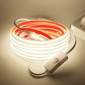 220V COB LED Strip 220V Flexible LED Tape with Adhesive Tape 288LEDs High Density Linear Light Waterproof COB Light Switch Plug