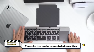 Portable Tri Fold Bluetooth Keyboard with Touchpad for iPad Tablet iPhone Android Windows Multi Device Foldable Travel Keyboard. 3-Channel Connection Multi-Device Instant Switching