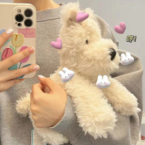 Adorable West Highland Terrier Plush Doll Soft Toy Sleeping Pillow Gift for Girls Cute Pet Doll Fabric Toys for Ages 3+