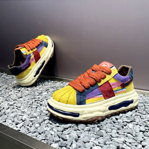 Mens Retro Shell Head D Dissolve Board Shoes Sporty Thick Bottom Dad Trendy Shoes Autumn Season Casual Leather Patchwork