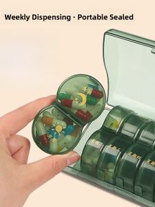 Portable Large Capacity Seven Day Medicine Box Morning And Evening 14 Grids Independent Packaging Food Grade Storage Box