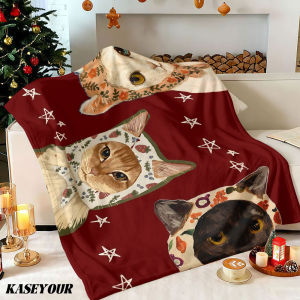 Beast Kingdom | Whimsical Cats in Bonnets Winter Summer Flannel Blanket Throw Fleece Soft Fuzzy Plush Cozy Fleece Blankets for Sofa Ideal Gifts