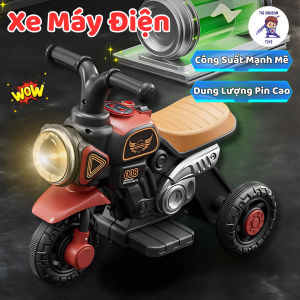 Xe Mô Tô Điện Trẻ Em 3 Bánh - Có Đèn LED Và Nhạc / Xe Máy Điện Pin Sạc Dung Lượng Cao