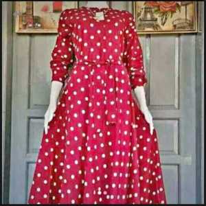 Baju Gamis Polkadot Dewasa Jumbo Motif Terbaru Kekinian