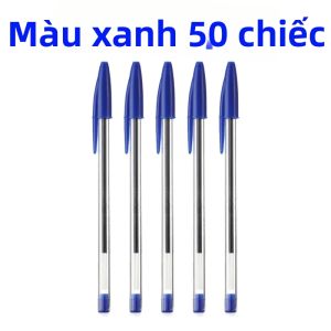 50/100 Chiếc Bút Bi 1.0 Mm Màu Xanh & Đen Viết Êm Dài Lâu Bút Bi Nhựa Dành Cho Học Sinh & Văn Phòng Đồ Dùng Học Tập