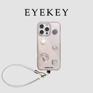 Eyekey Premium Gemstone Geometry 3D Phone Case for  16Pro Max Women Full Cover Hanging Rope Protective Shell Creative