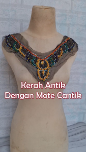 AP467 Aplikasi Dada / Patch Kerah / Aplikasi Leher Mote-Mote Cantik dan Antik (Per Pcs)